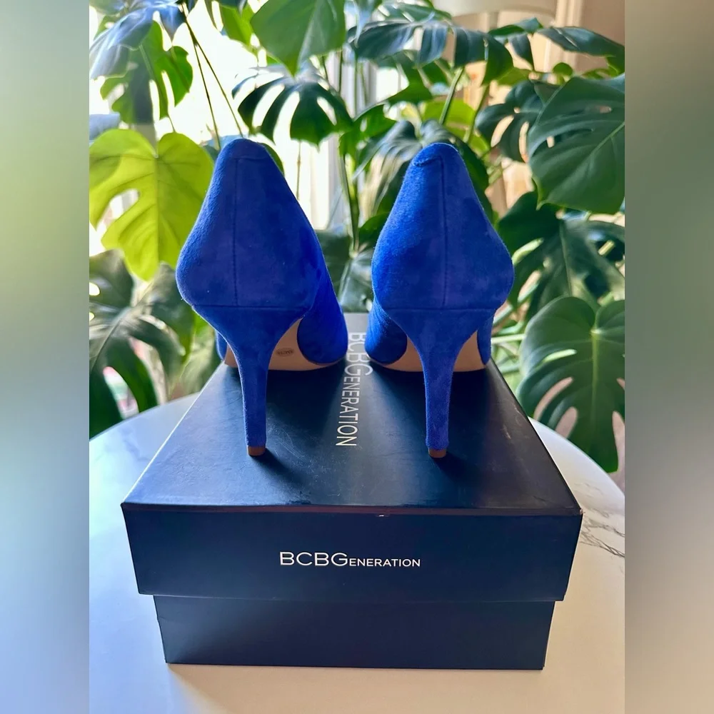 BCBG Gaminkha-x Blue Suede Heels - Picture 3 of 6